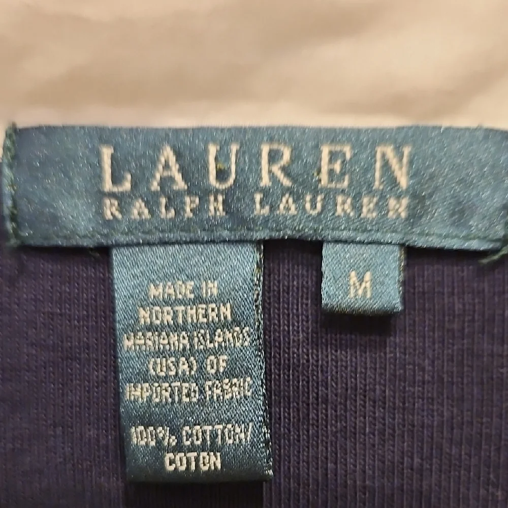 Lauren Ralph Lauren Navy Long Sleeve Polo with White Trim - Picture 2 of 4